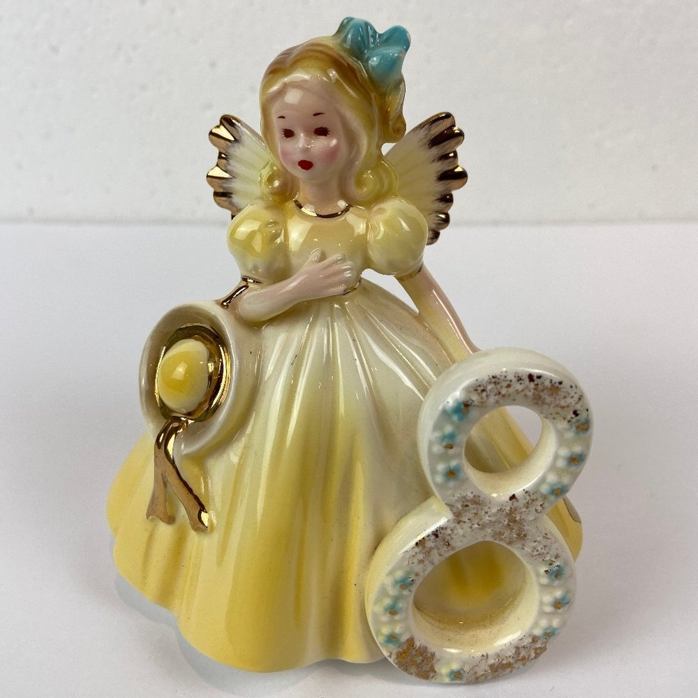 Vintage Josef originals angel figurine number 8 eighth birthday ceramic decor